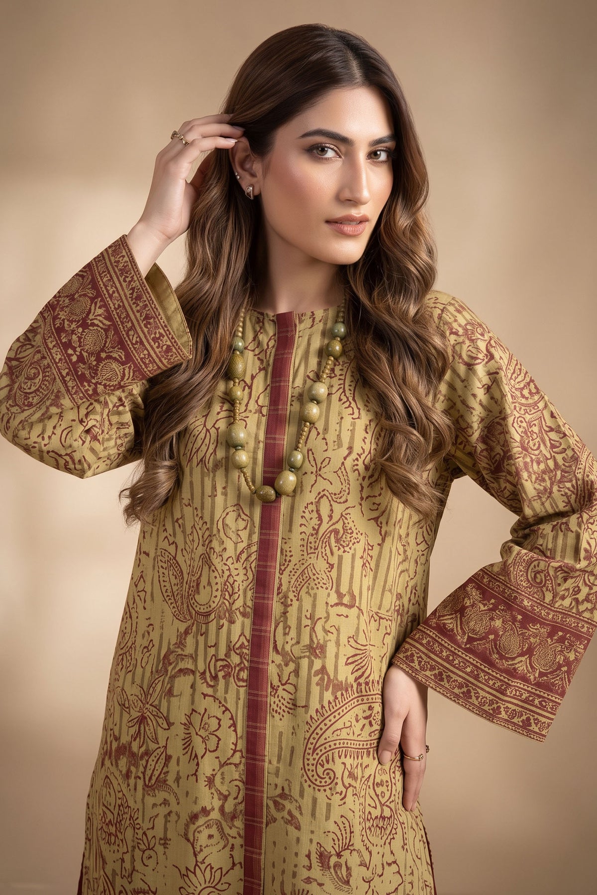 Grid Khaddar Unstitched 1 Piece Brown