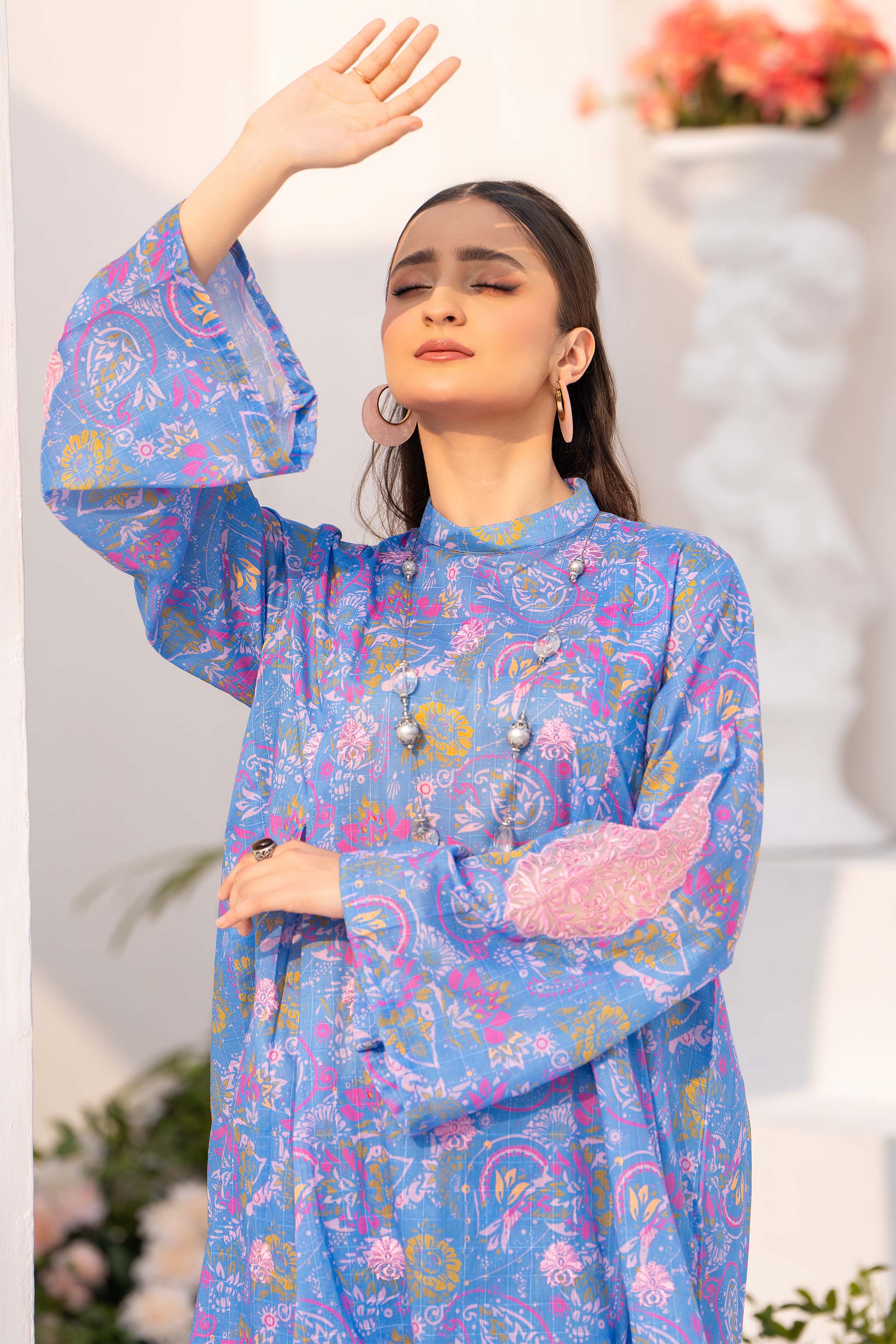 Jugnoo 1pcs unstitched collection digital grid lawn embroidered shirt summer 2024 by safanoor
