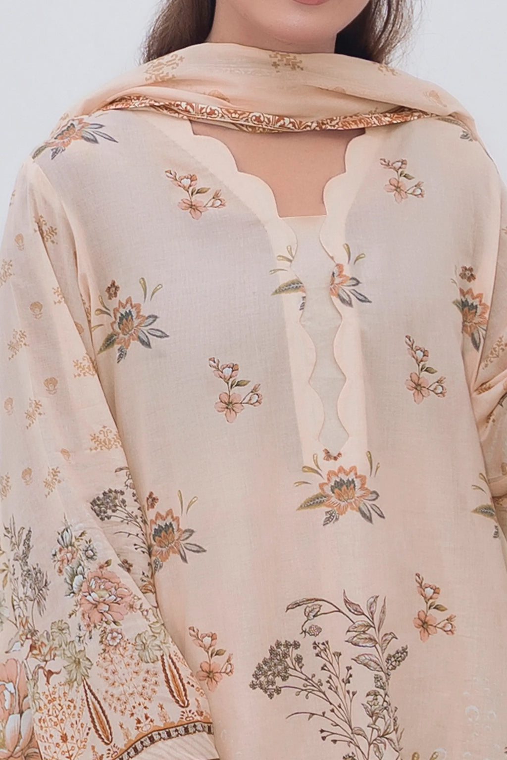 3 Piece Unstitched Pale Silver Premium Printed Lawn