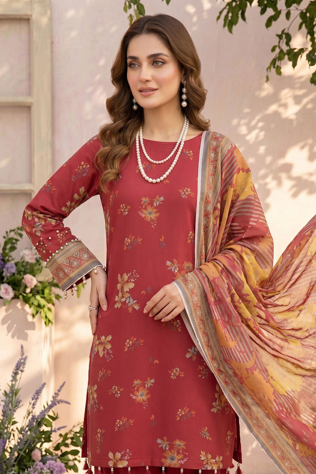 Carmine 3 Piece Unstitched Premium Printed Lawn