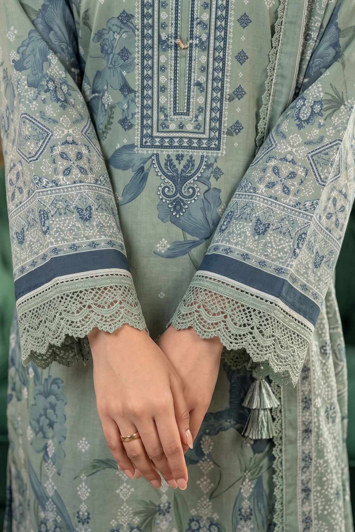 Sage Green 3 Piece Unstitched Premium Printed Lawn
