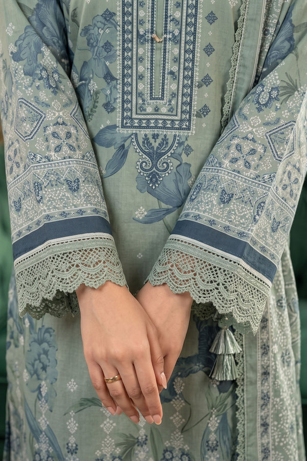 Sage Green 3 Piece Unstitched Premium Printed Lawn