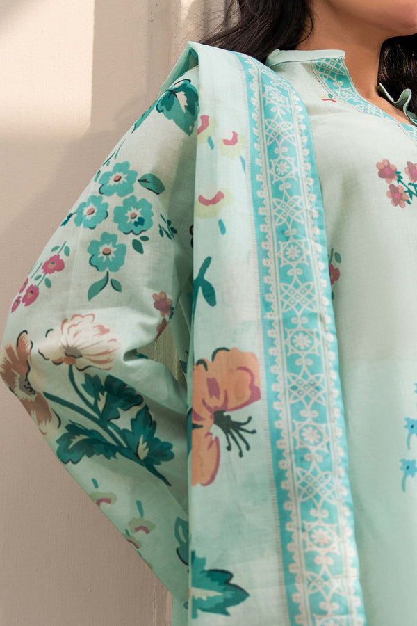 Cambridge Blue 3 Piece Unstitched Premium Printed Lawn