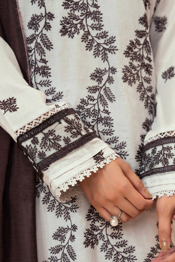 3 Piece Unstitched Light Grey Premium Emb Jacquard Lawn