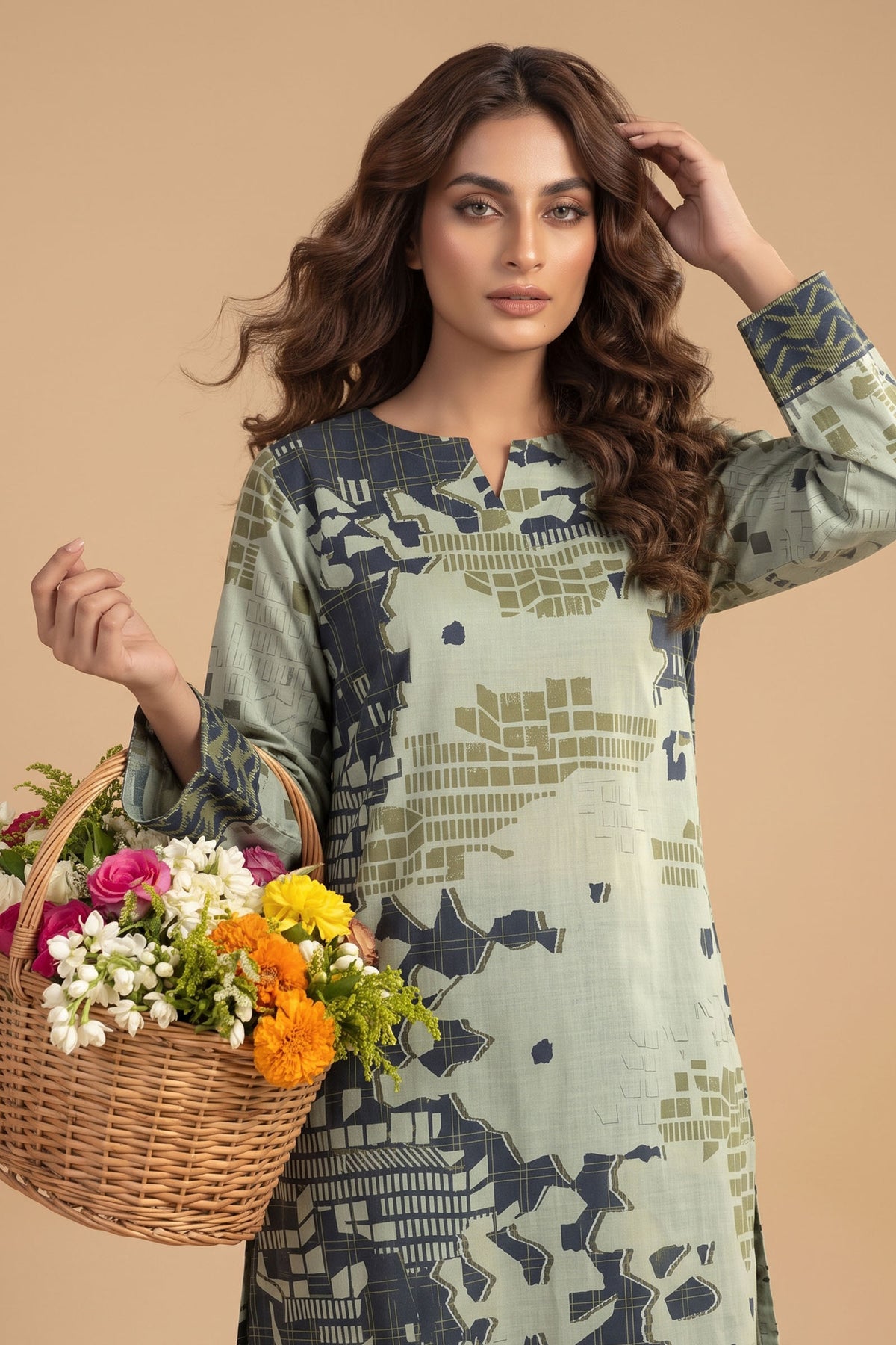 1 PIECE / SHIRT ONLY- GRID KHADDAR