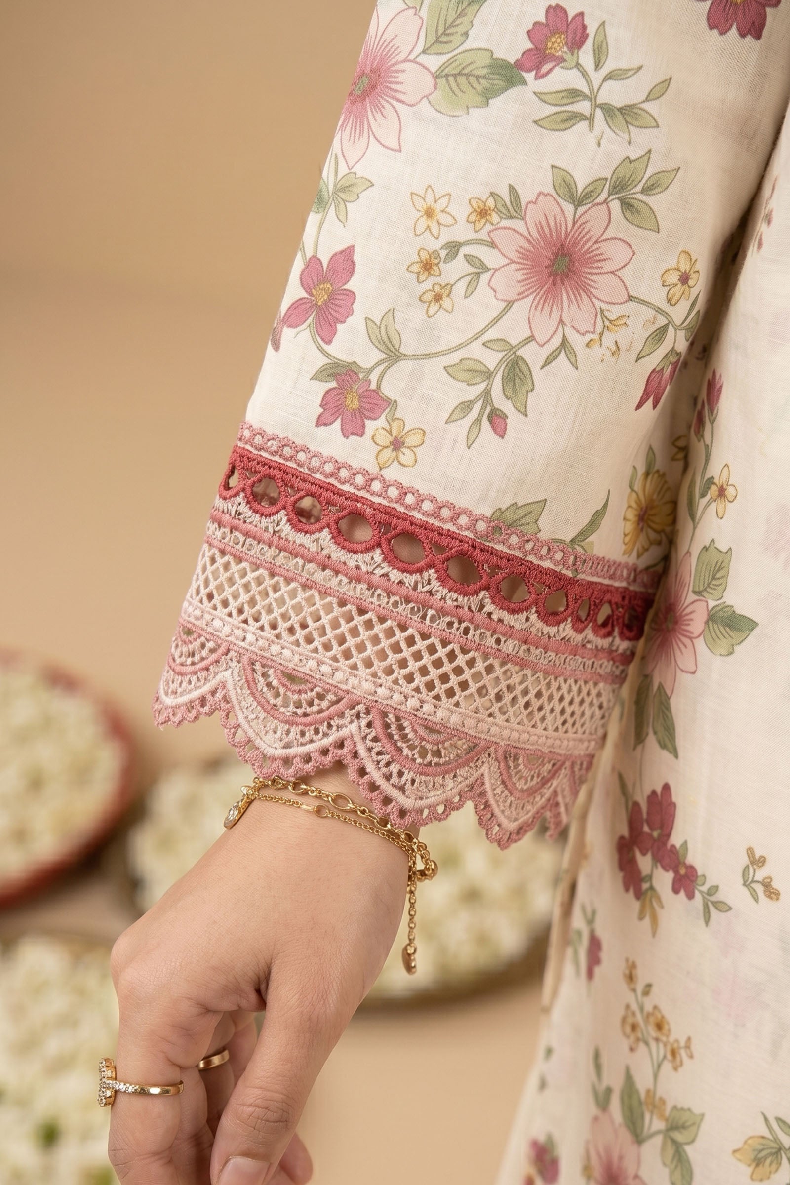 Bone 3 Piece Unstitched Premium Printed Lawn