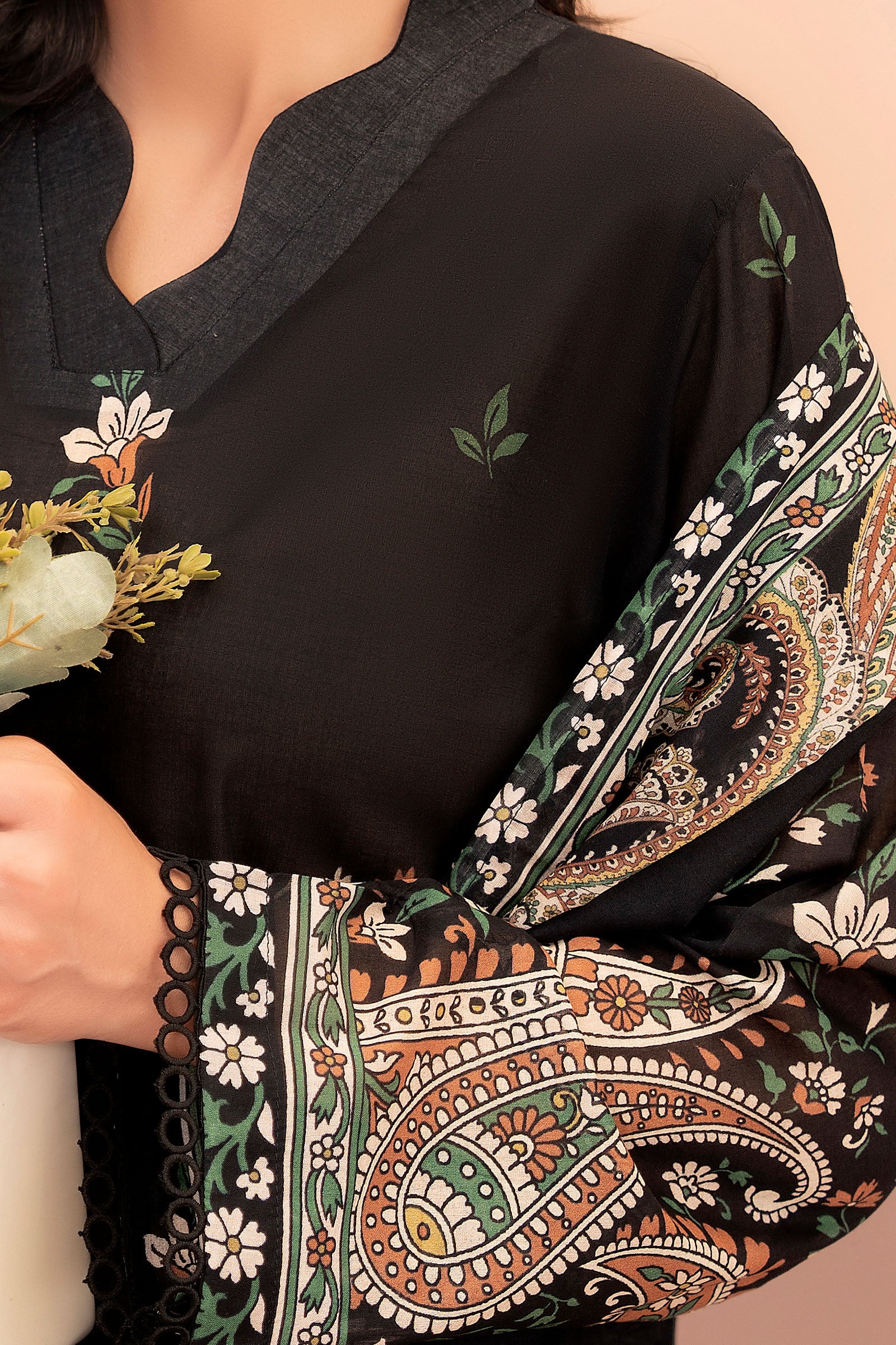 Black 3 Piece Unstitched Premium Printed Lawn