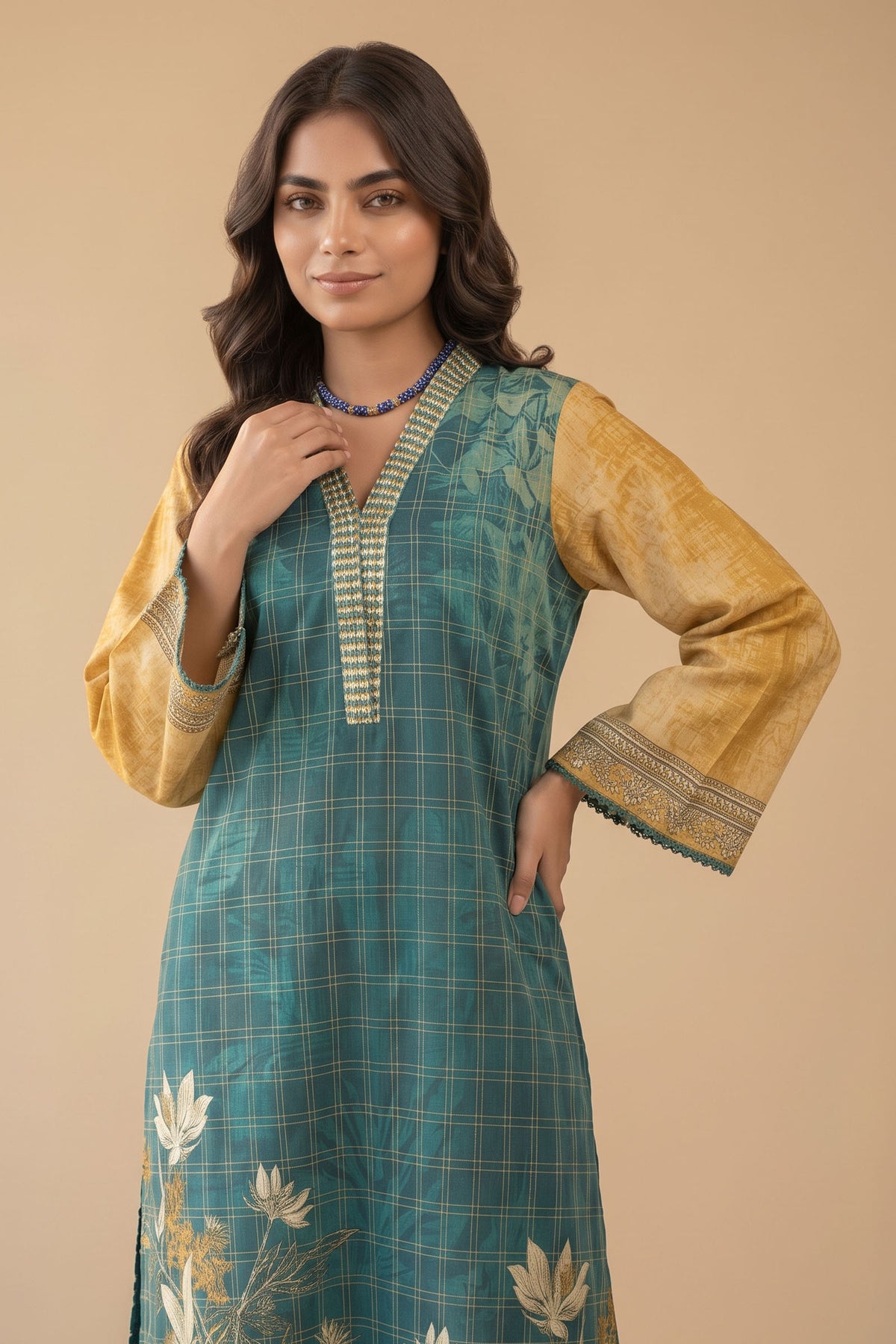 1 PIECE / SHIRT ONLY- GRID KHADDAR
