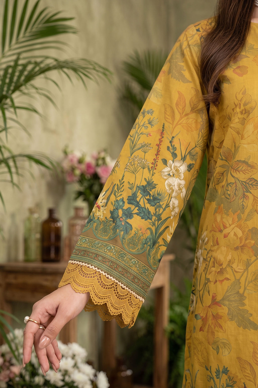 Mustard 3 Piece Unstitched Premium Printed Lawn