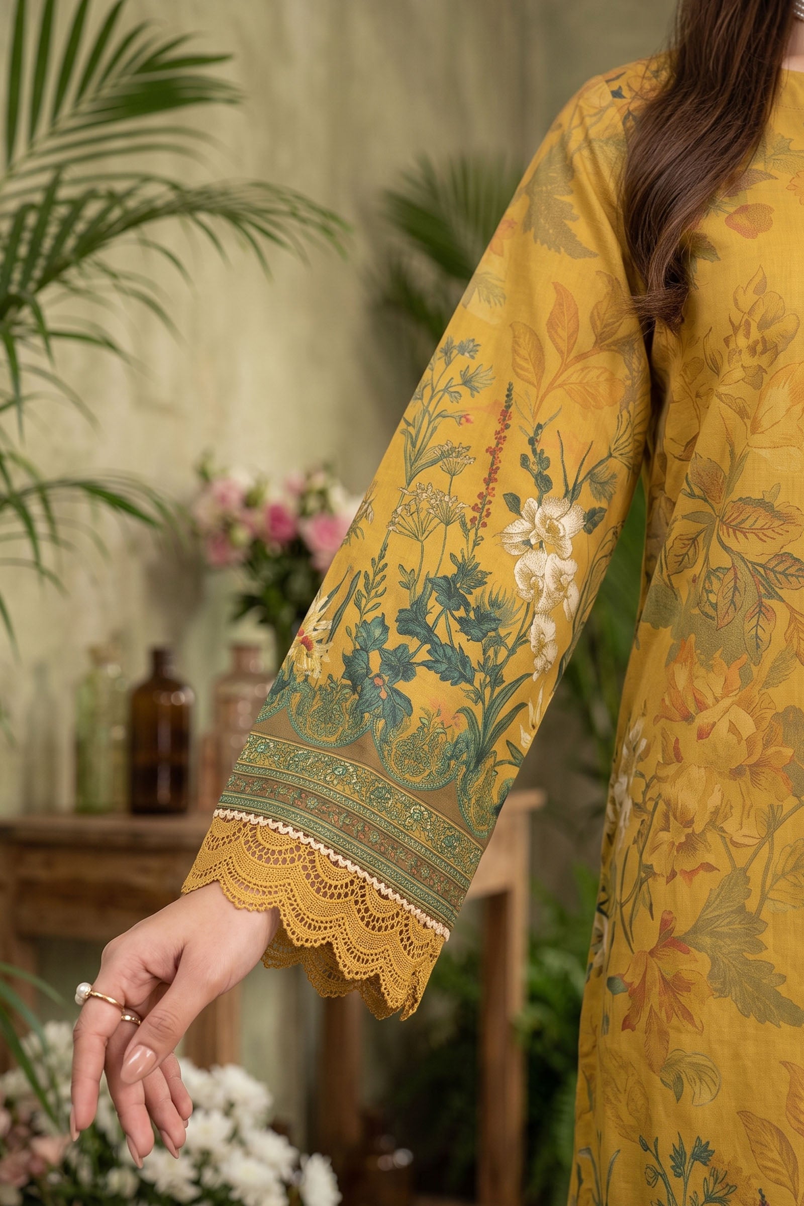 Mustard 3 Piece Unstitched Premium Printed Lawn