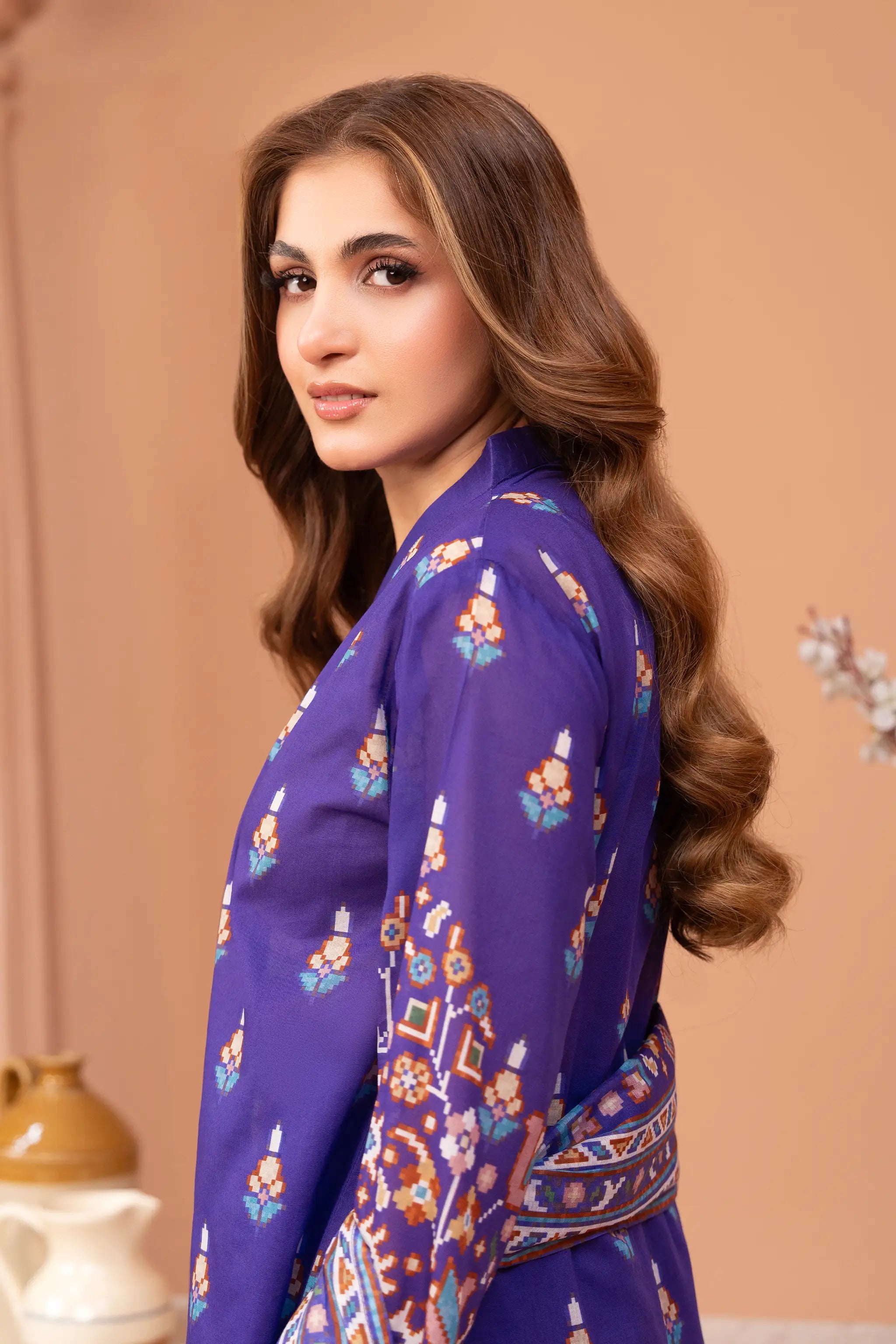 3 Piece Unstitched Purple Heart Premium Printed Lawn