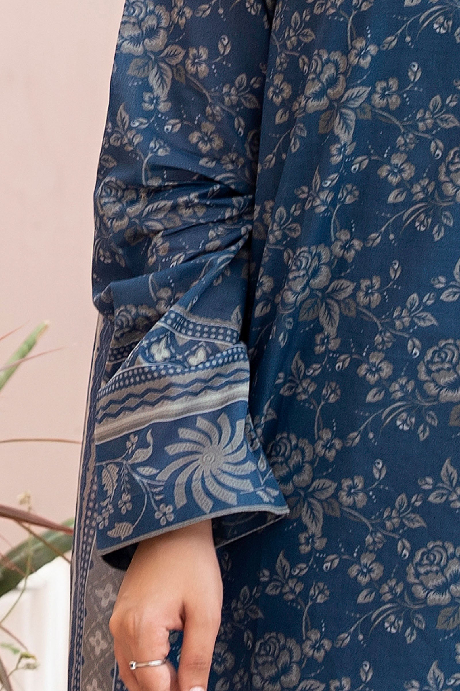 Blue 3 Piece Unstitched Premium Printed Lawn