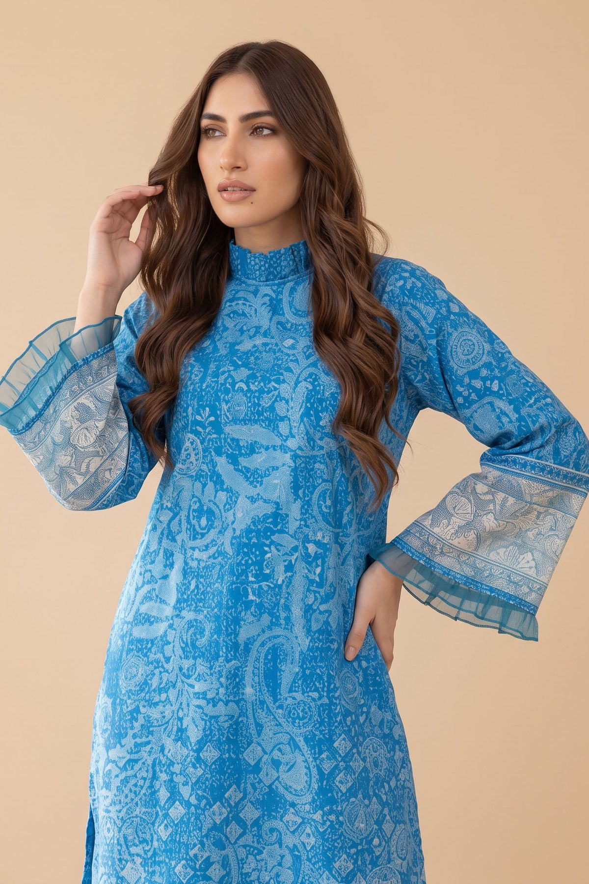 Grid Khaddar Unstitched 1 Piece Blue