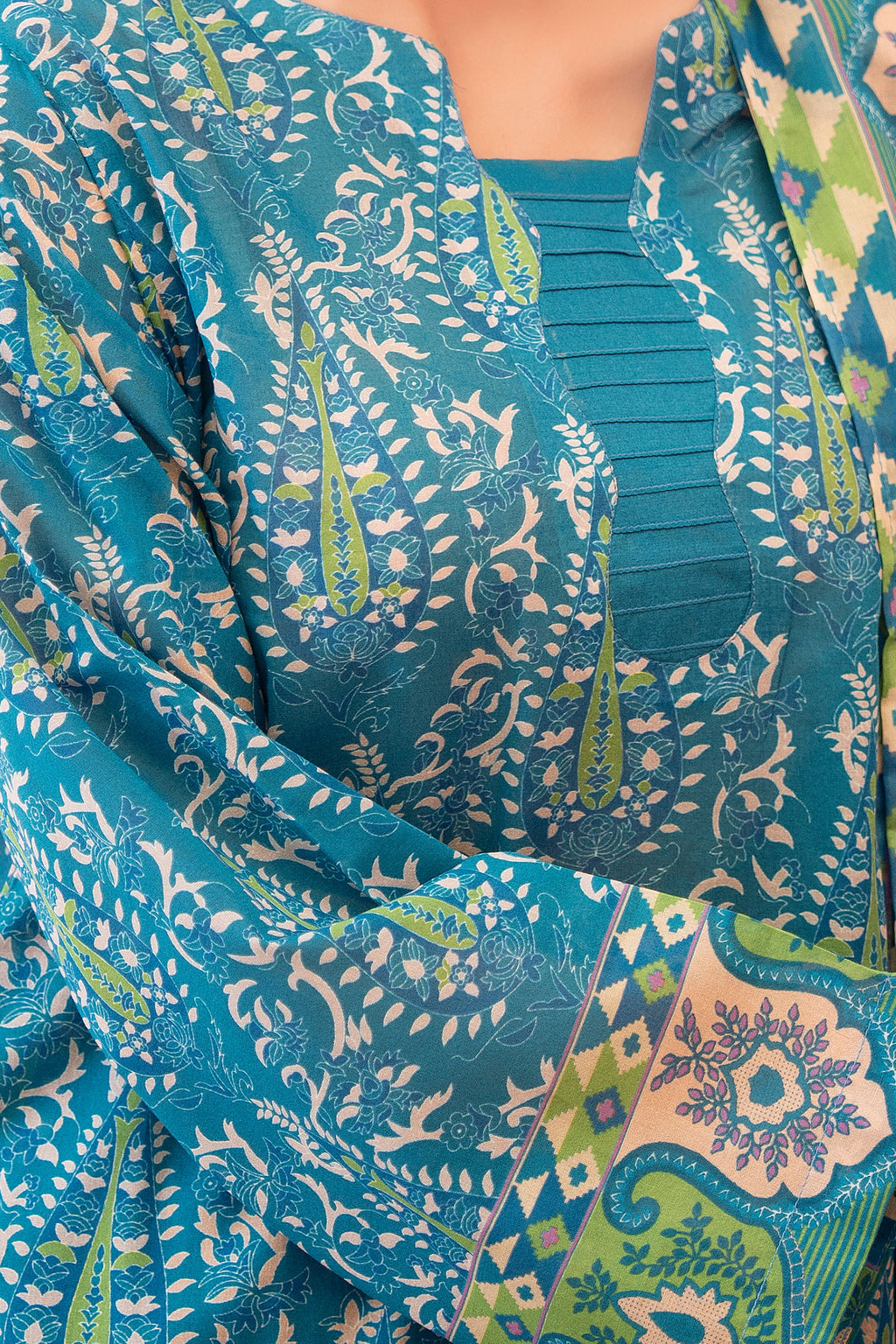 Blue 3 Piece Unstitched Premium Printed Lawn
