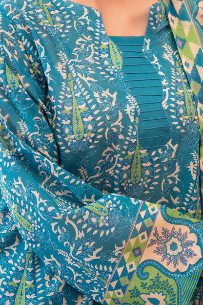 Blue 3 Piece Unstitched Premium Printed Lawn