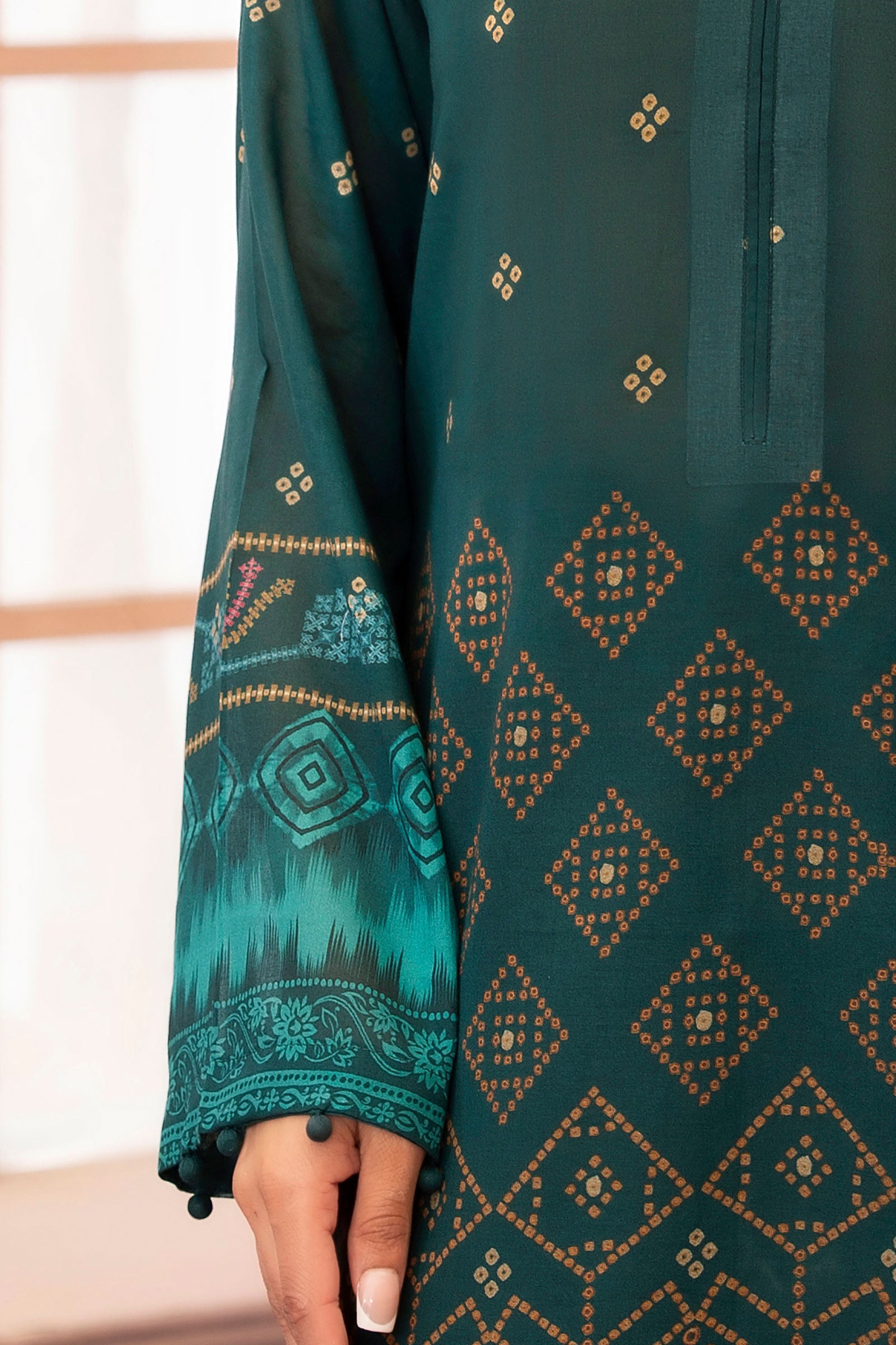 Slate Green 3 Piece Unstitched Premium Printed Lawn