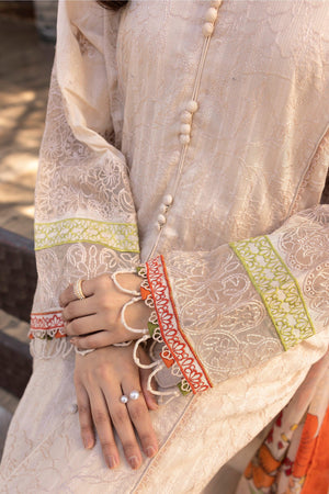 3 Piece Peach Unstitched Embroidered Lawn - SafaNoor