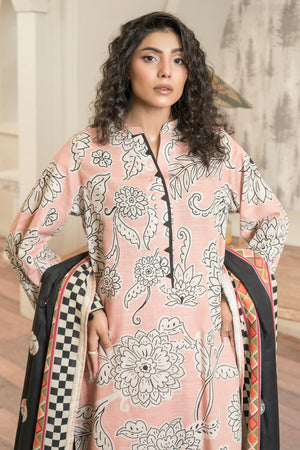3 Piece Apricot Peach Khaddar Unstitched - SafaNoor