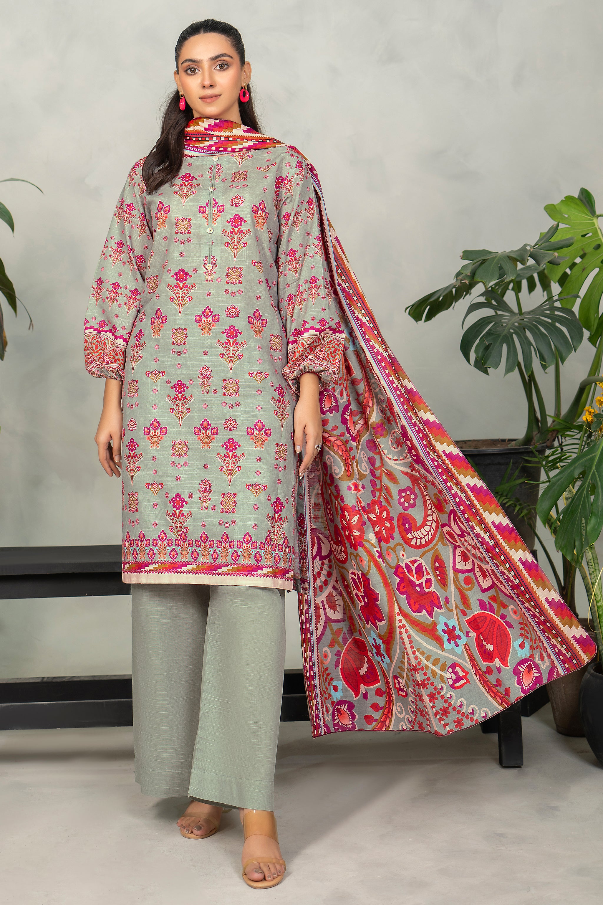 3 Piece Ash Grey Khaddar Unstitched - (Vol-84/13)3P-W-24-D11 - SAFANOOR