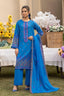 3 Piece Azure Blue Embroidered Lawn Unstitched - SafaNoor