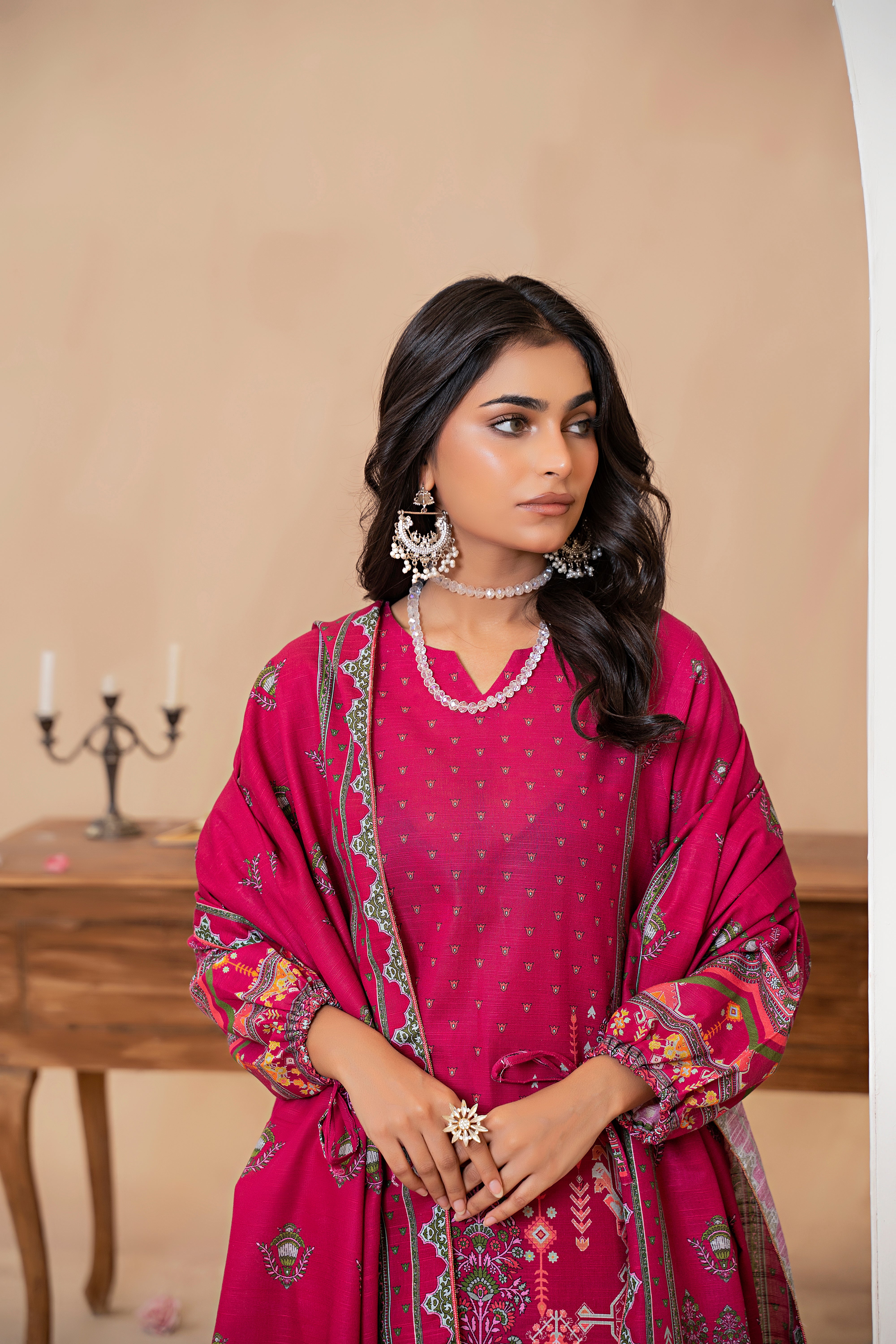 3 Piece Barbie Pink Khaddar Unstitched - (Vol-79/11)3P-W-24-D-3 - SAFANOOR