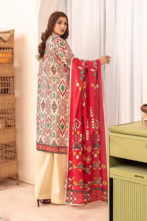 3 Piece Beige Khaddar Unstitched - SafaNoor