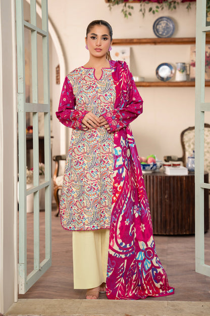 3 Piece Beige Unstitched Printed Khaddar - (Vol-109/09)D11 - SAFANOOR