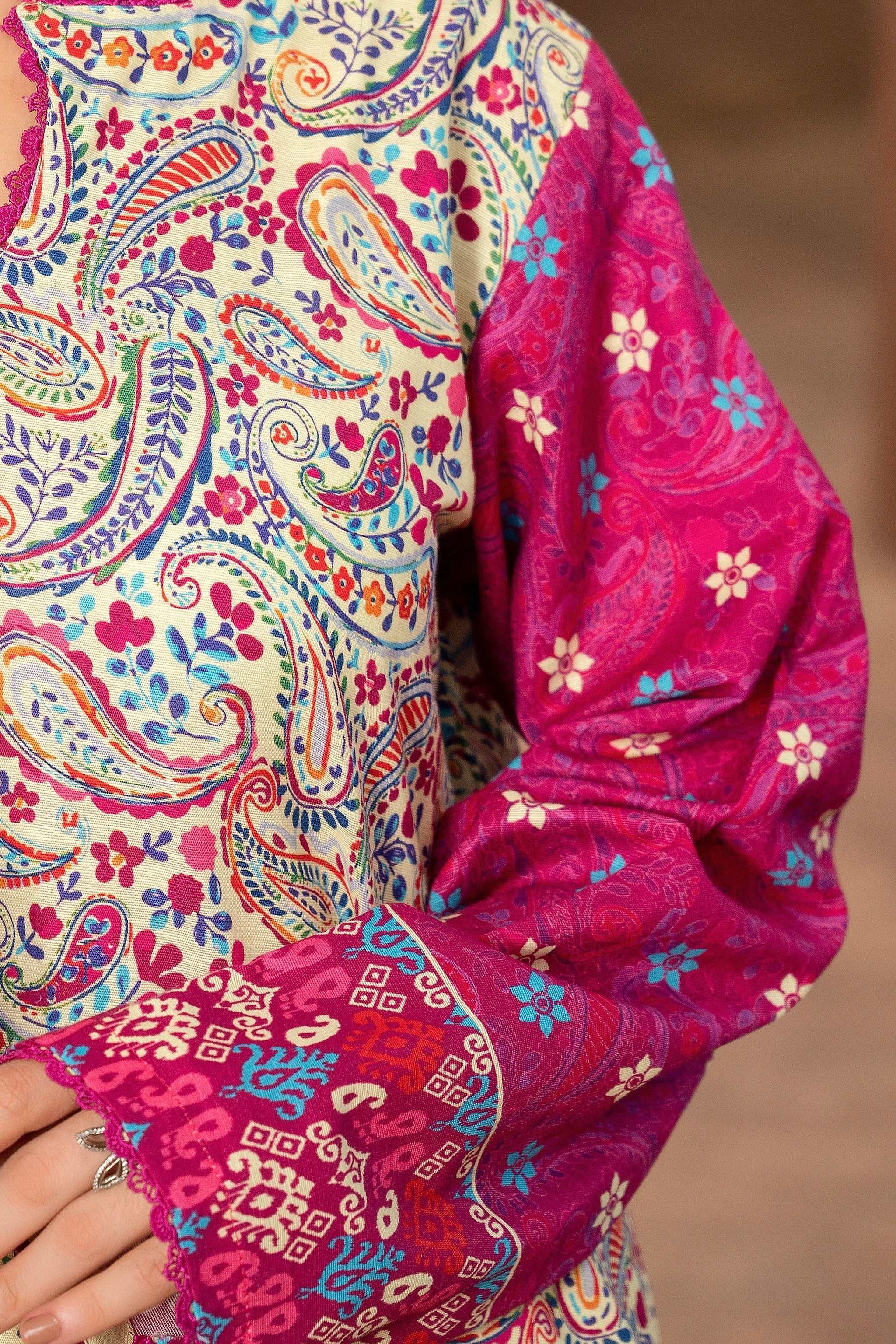 3 Piece Beige Unstitched Printed Khaddar - (Vol-109/09)D11 - SAFANOOR