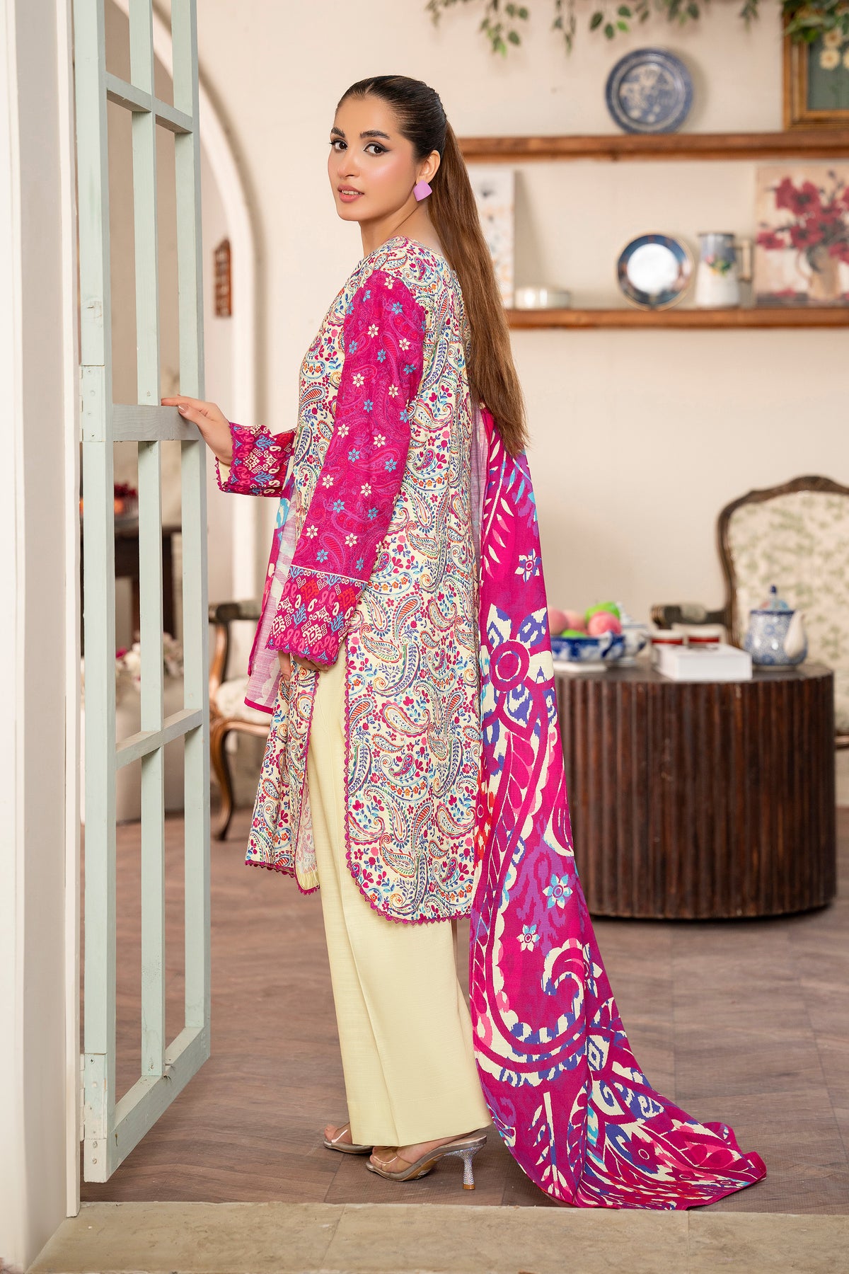 3 Piece Beige Unstitched Printed Khaddar - (Vol-109/09)D11 - SAFANOOR