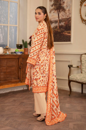 3 Piece Beige Unstitched Printed Khaddar - (Vol-109/09)D7 - SAFANOOR