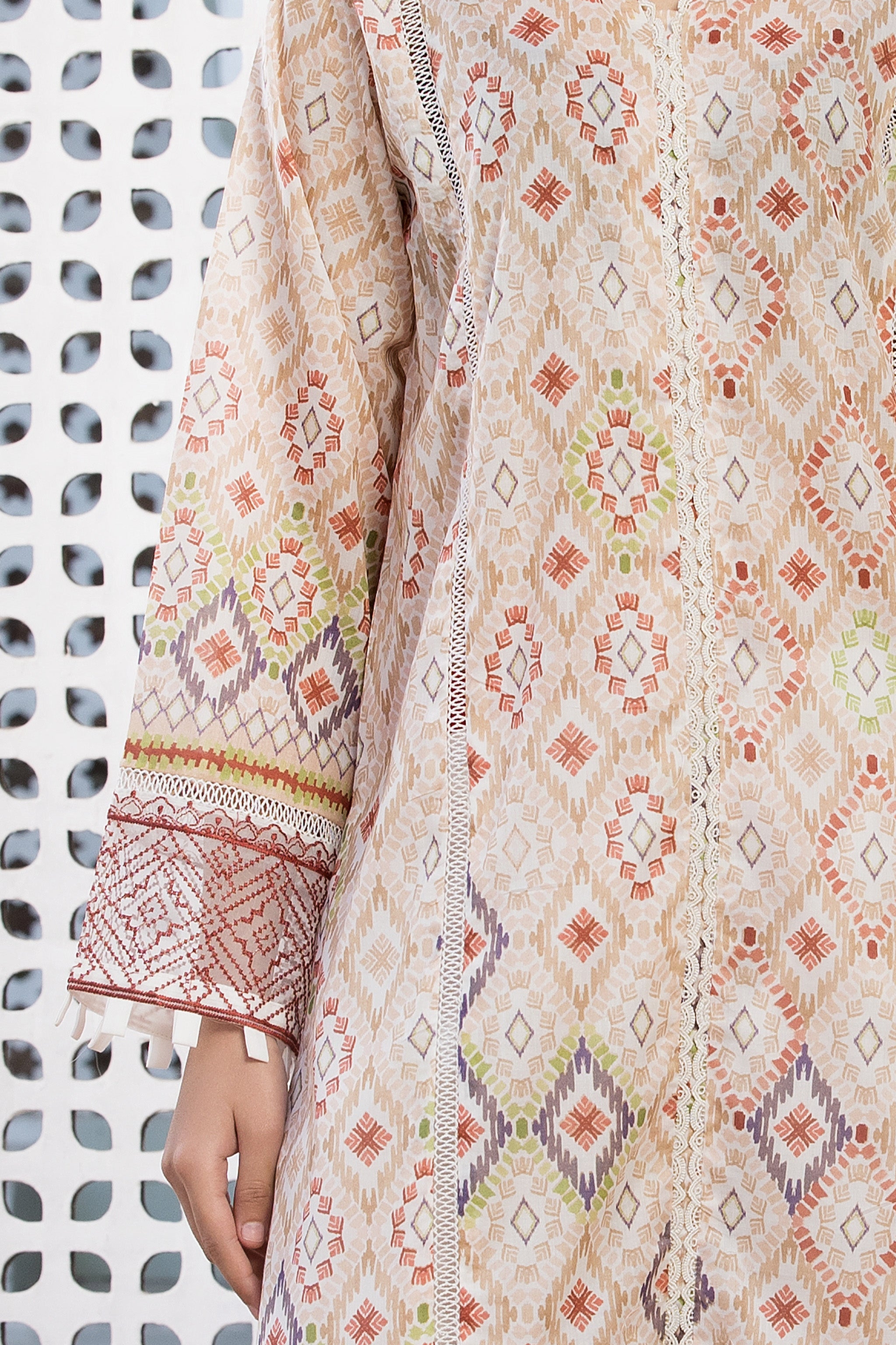 3 Piece Beige Unstitched Printed Lawn - (Vol-101/12)3P-S-25-D10 - SAFANOOR