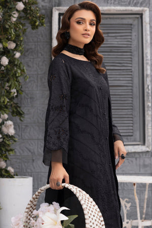 3 Piece Black Embroidered Karandi Unstitched - SafaNoor