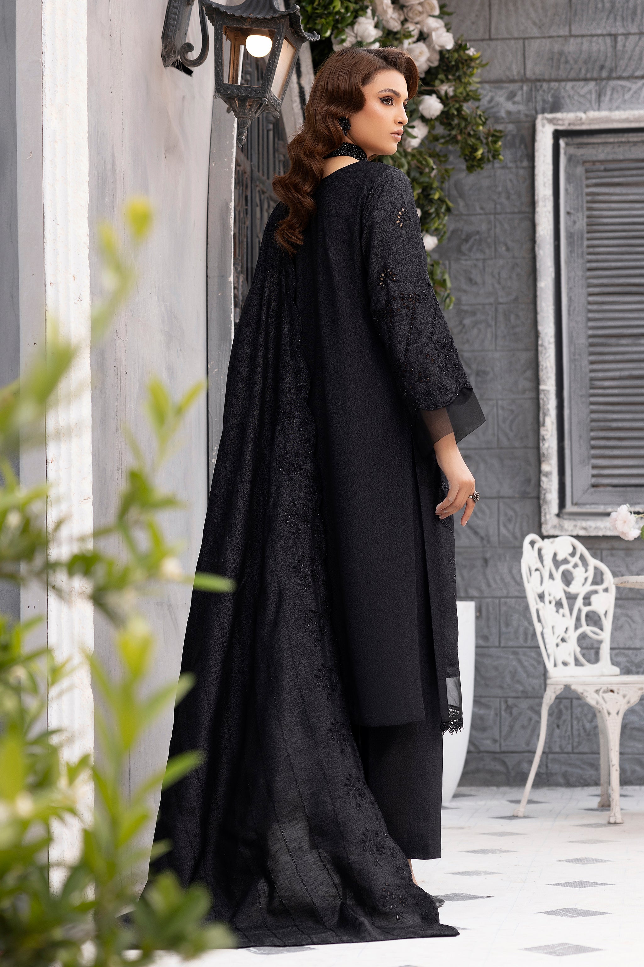 3 Piece Black Embroidered Karandi Unstitched - (Vol-77/09)3P-W-24-D7 - SAFANOOR