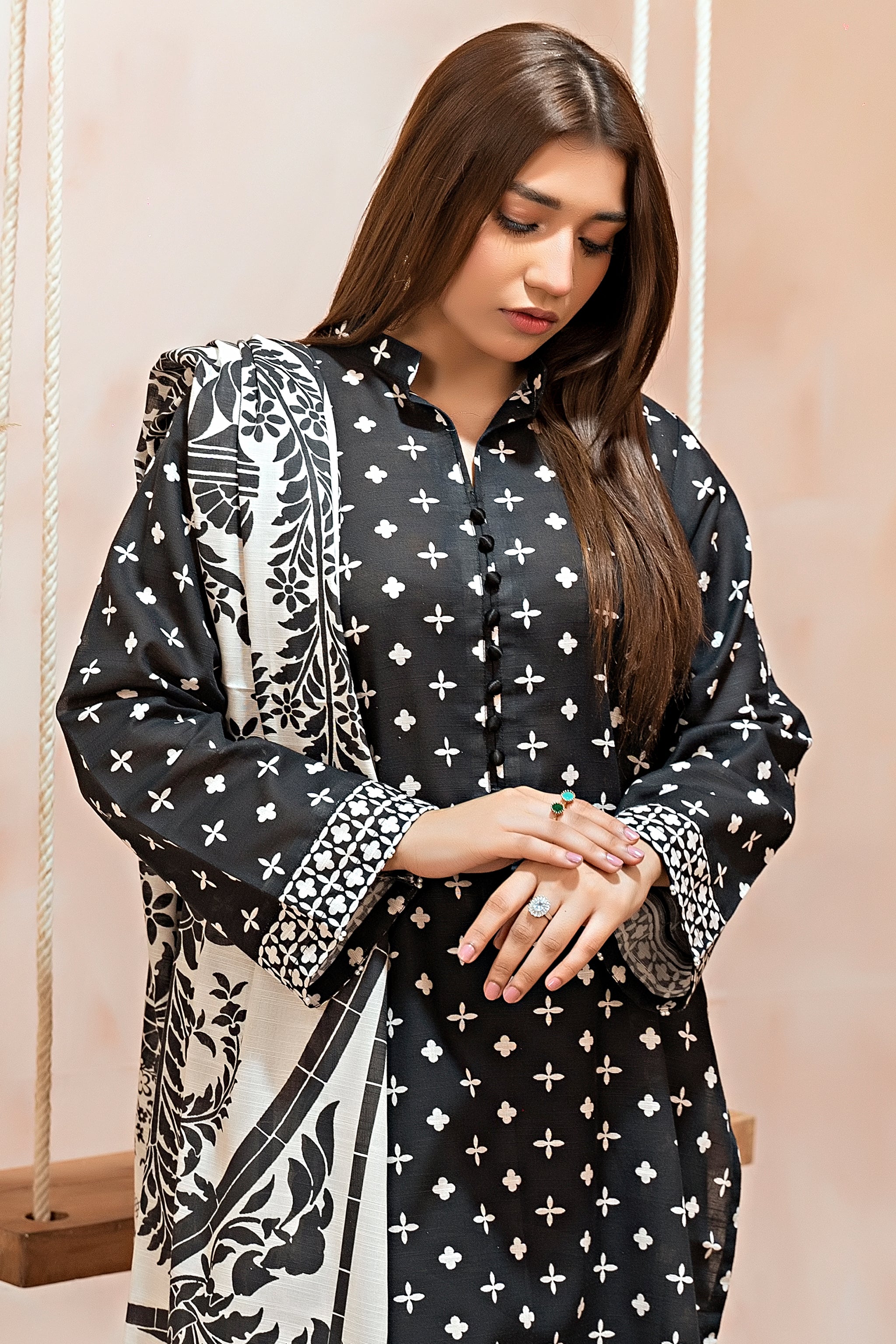 3 Piece Black Khaddar Unstitched - (Vol-78/10)3P-W-24-D-11 - SAFANOOR