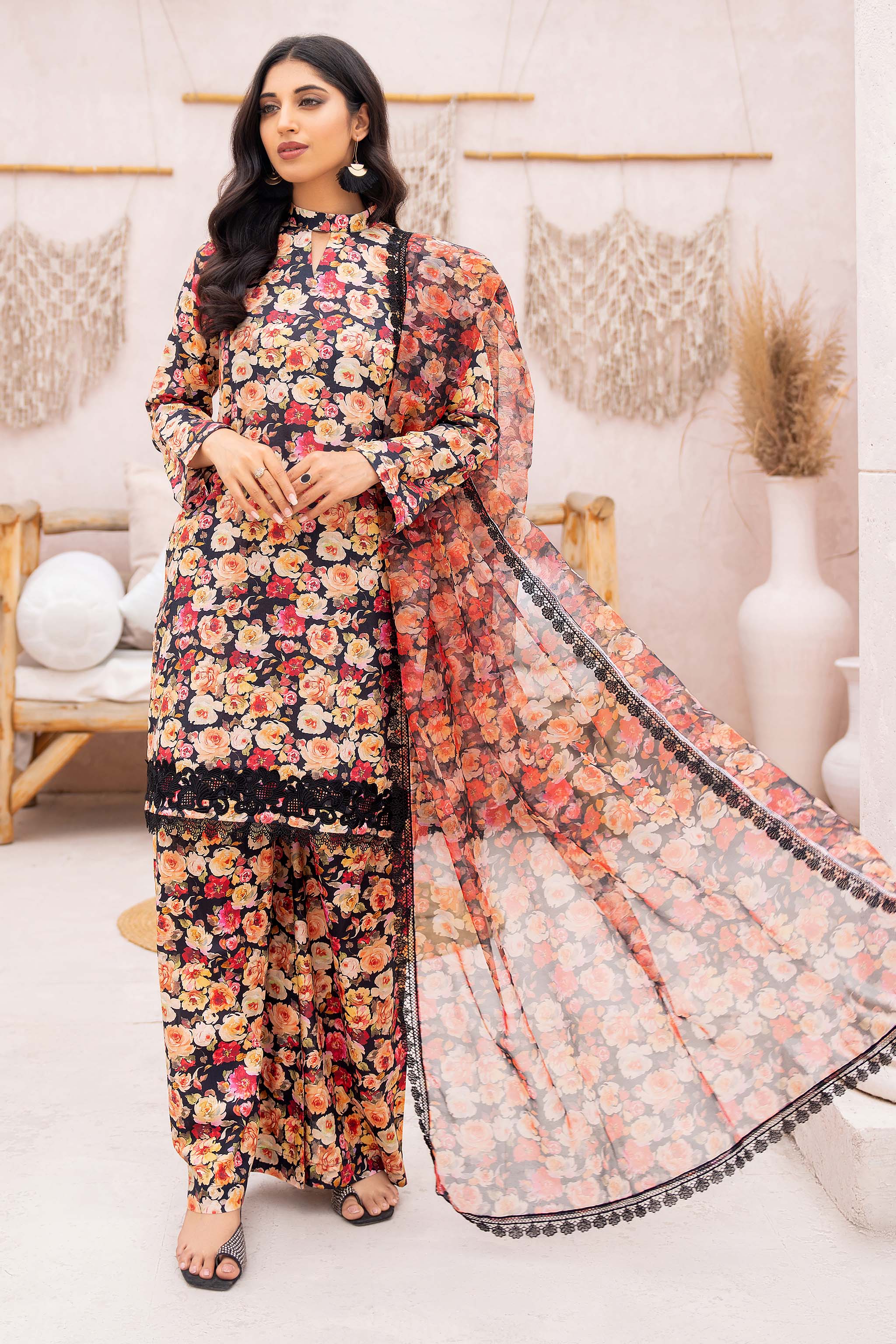 3 Piece Black Unstitched Printed Lawn - (Vol-73/01)3P-S-24-D-10 - SAFANOOR