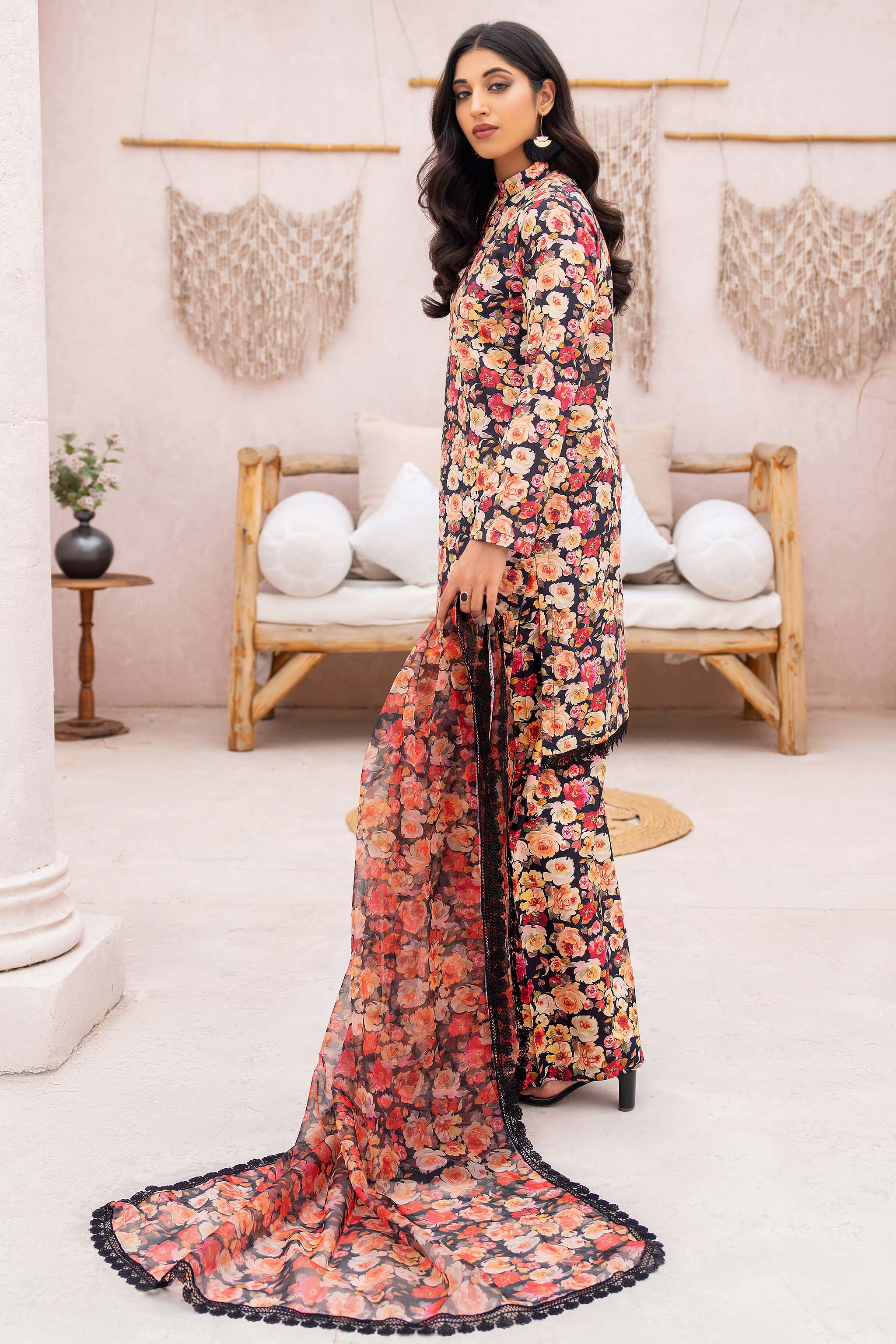 3 Piece Black Unstitched Printed Lawn - (Vol-73/01)3P-S-24-D-10 - SAFANOOR