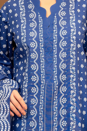 3 Piece Blue Unstitched Printed Khaddar - (Vol-109/09)D8 - SAFANOOR