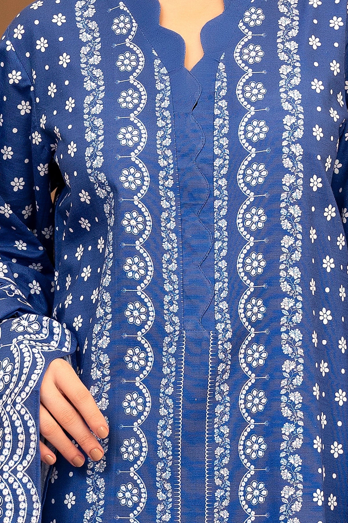 3 Piece Blue Unstitched Printed Khaddar - (Vol-109/09)D8 - SAFANOOR