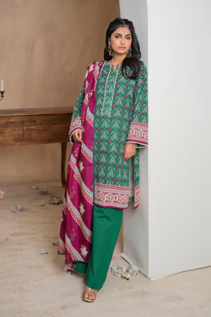 3 Piece Bottle Green Khaddar Unstitched - SafaNoor