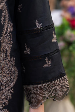 3 Piece Chic Black Embroidered Lawn Unstitched - SafaNoor
