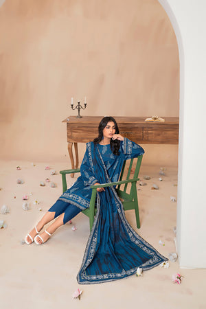 3 Piece Classic Blue Khaddar Unstitched - (Vol-79/11)3P-W-24-D-5 - SAFANOOR