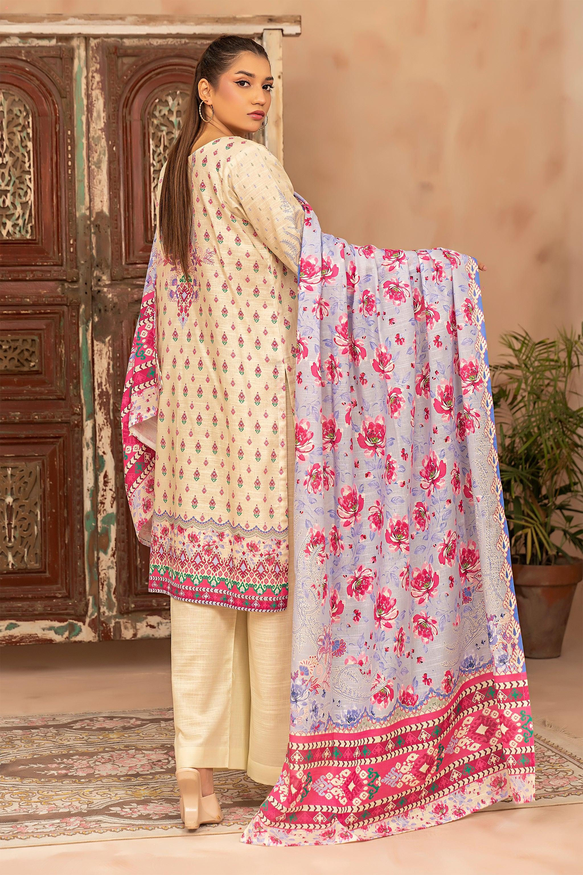 3 Piece Cream  Khaddar Unstitched - (Vol-78/10)3P-W-24-D-7 - SAFANOOR