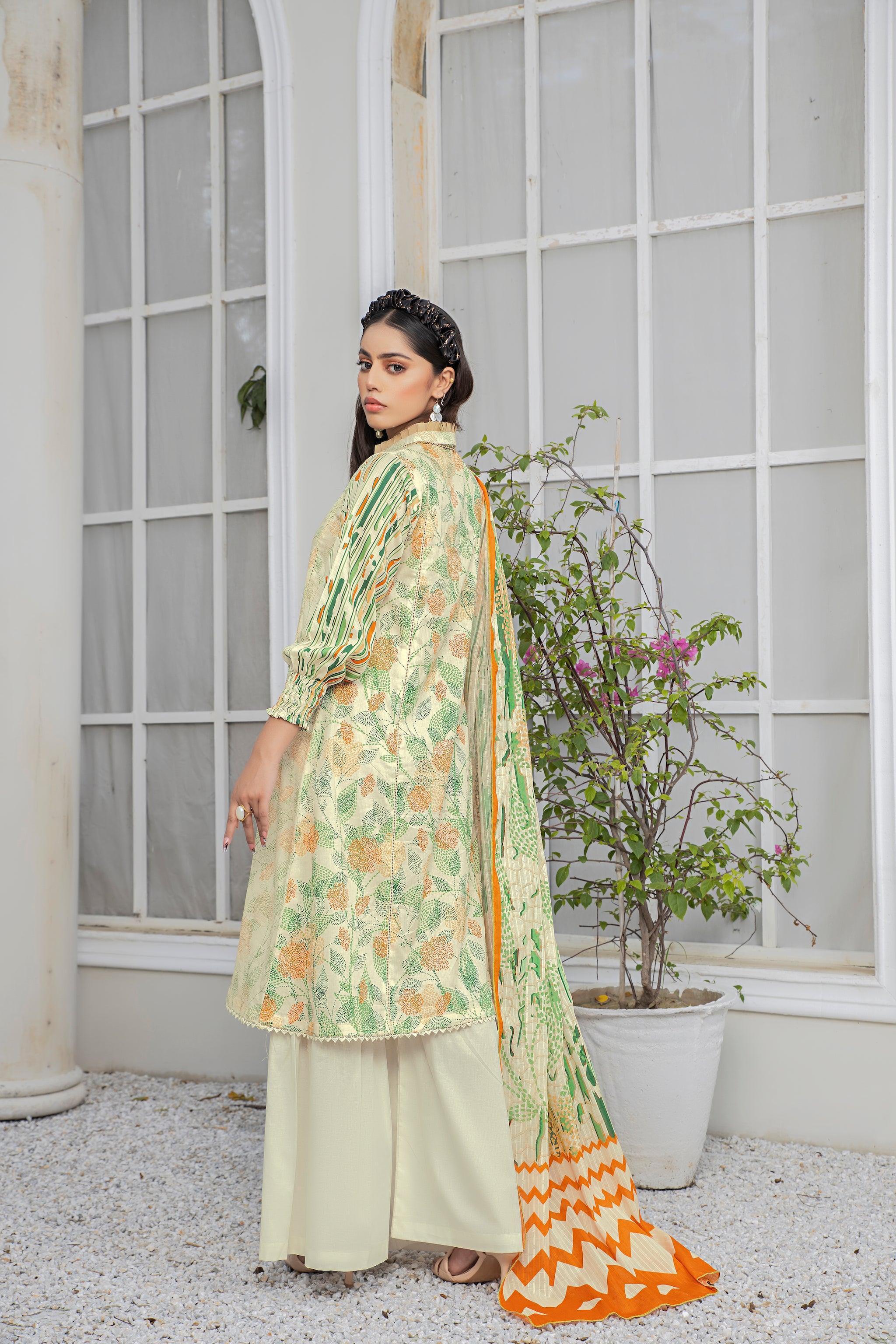 3 Piece Cream Unstitched Embroidered Lawn - (Vol-69/20)3P-S-24-D-4 - SAFANOOR