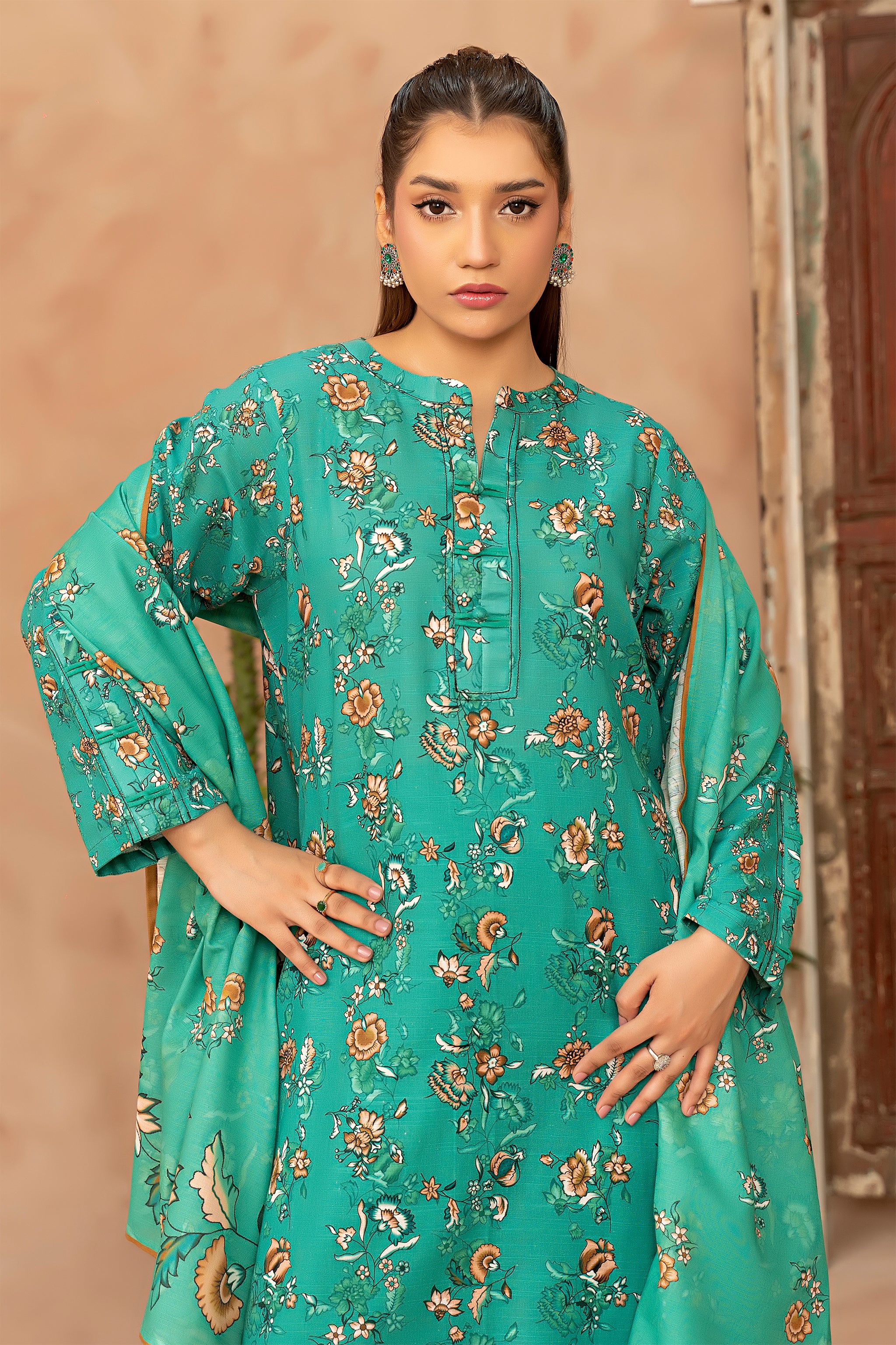 3 Piece Cyan Khaddar Unstitched - (Vol-78/10)3P-W-24-D-8 - SAFANOOR