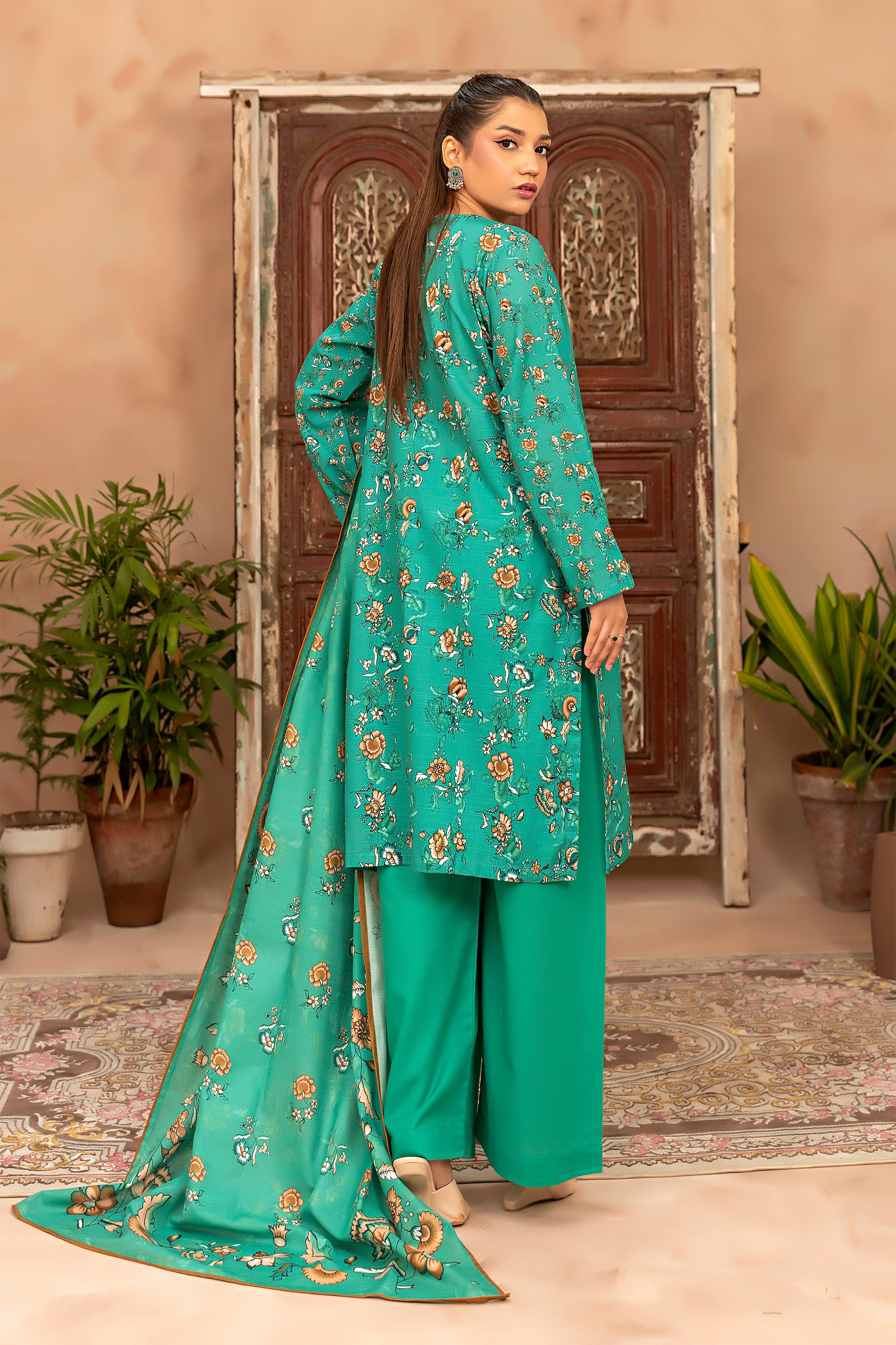 3 Piece Cyan Khaddar Unstitched - (Vol-78/10)3P-W-24-D-8 - SAFANOOR