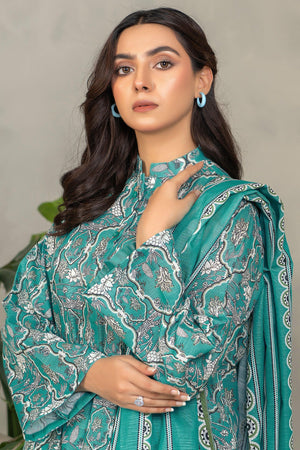 3 Piece Dark Cyan Khaddar Unstitched - SafaNoor