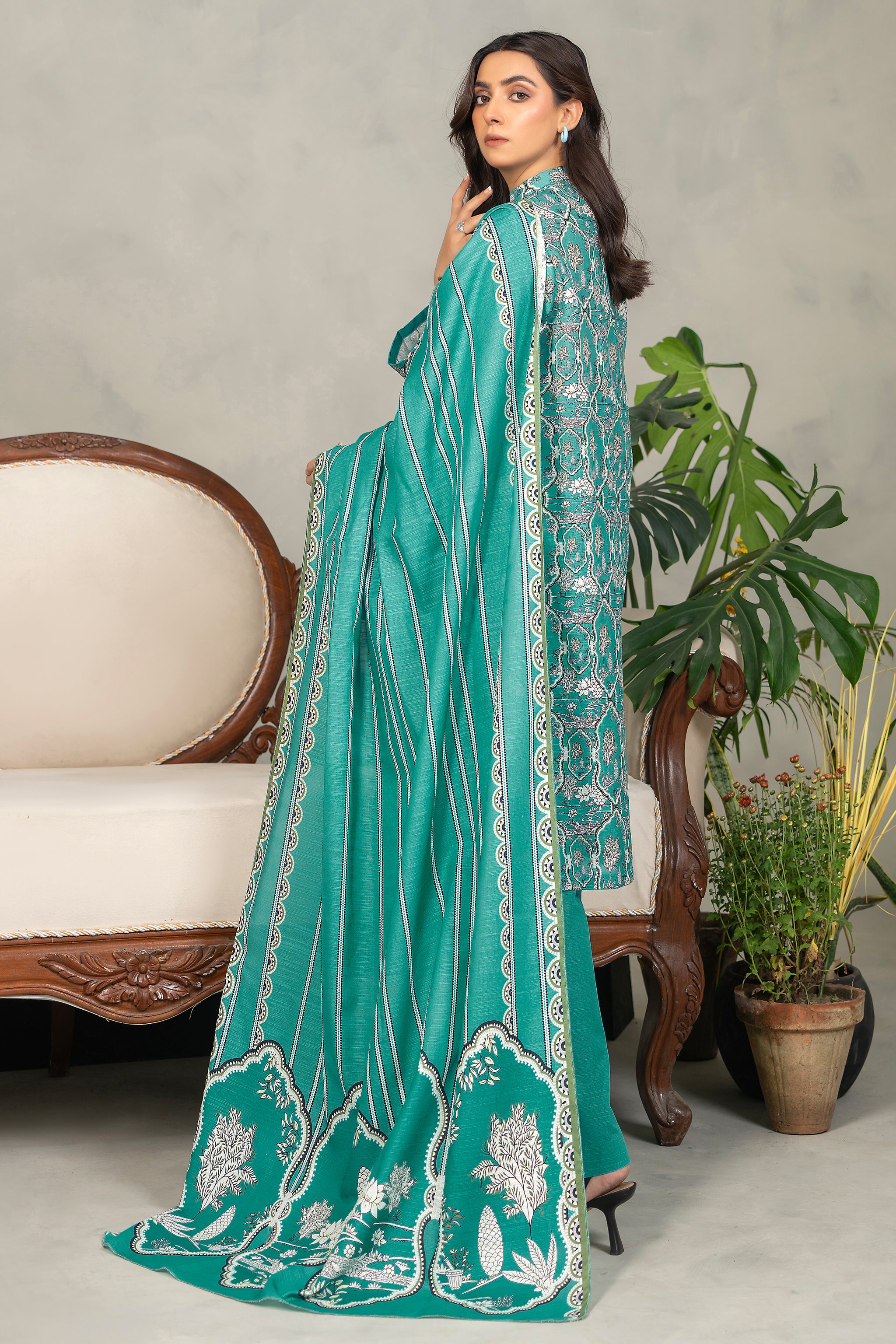 3 Piece Dark Cyan Khaddar Unstitched - (Vol-84/13)3P-W-24-D5 - SAFANOOR