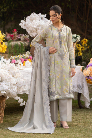 3 Piece Dove Grey Embroidered Lawn Unstitched - SafaNoor