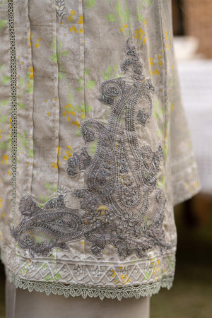 3 Piece Dove Grey Embroidered Lawn Unstitched - SafaNoor