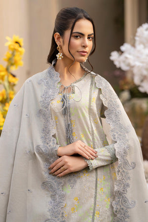 3 Piece Dove Grey Embroidered Lawn Unstitched - SafaNoor